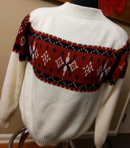 Vintage 70's JCPenney Sweater Ski Nordic Faire Isle Men's Size L Holiday Ready - Picture 1 of 5