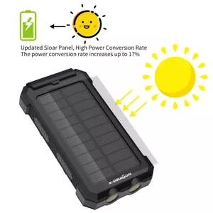 10000mAh Solar Powerbank Externer Akku Ladegerät mit LED & 2 USB Ports & Outdor - Bild 1 von 15