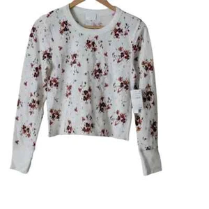 ABOUND Ikat Cluster Womens S Ivory Floral Print Long Sleeve Thermal Top - Picture 1 of 8