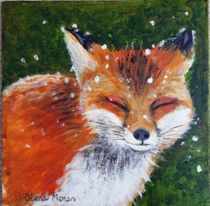 'Baby Fox' Canvas reproduction from the original by Diana Moran - Green Goddess - Picture 1 of 2