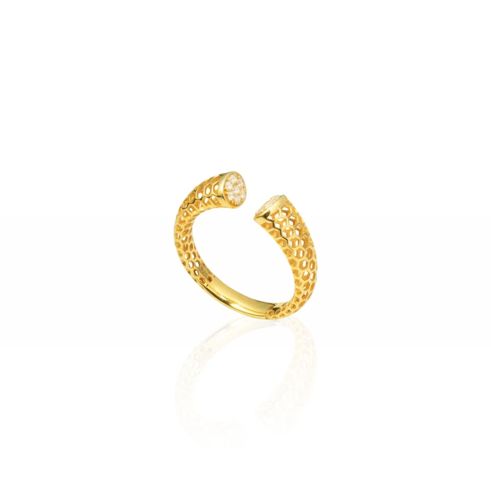 ANELLO UROBORO ARGENTO 925 RODIATO IN ORO GIALLO - Immagine 1 di 3