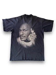 Vintage Michael Jordan Bedazzle 6 Rings Black Size 3XL Bling Rhinestones T-Shirt - Picture 1 of 16