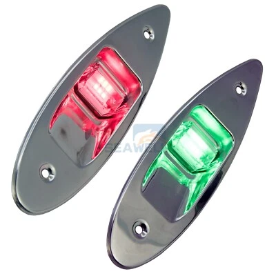 Green & Red Flush Mount 12V Stainless Steel LED Navigation Side Lights - image 1 of 4