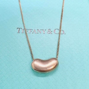 TIFFANY & Co Elsa Peretti Gran Frijol Plata de Ley 925 Colgante Collar - Imagen 1 de 4