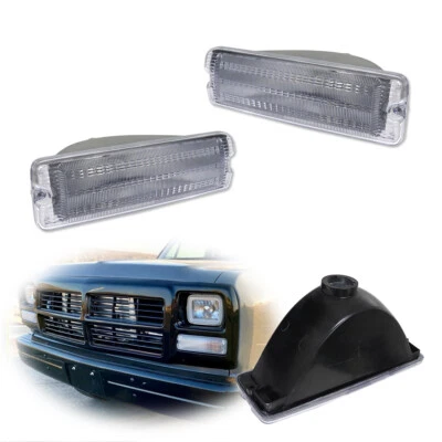 Clear Front Parking Turn Signal Light Housings Kit For 1991-93 Dodge D/W Series - Image 1 of 4