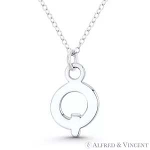 Colgante de dije con letra inicial ""Q"" 21x12 mm (0,8 pulgadas x 0,5 pulgadas) en plata esterlina 0,925 - Imagen 1 de 1