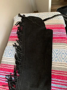 Black Suede size s fringed chaps - Picture 1 of 6