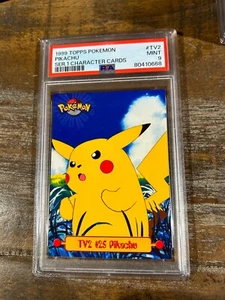 POKEMON 1999 Topps Series 1 Character Cards PIKACHU #TV2 PSA 9 Mint RARE - Picture 1 of 2