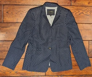 J. Crew Women's 100% Linen Navy & White Polka Dot Regent Blazer Jacket Size 6 - Picture 1 of 19