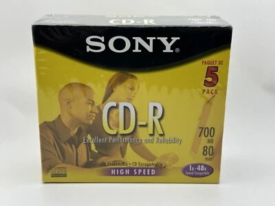 Nuevo paquete de cinco discos compactos grabables Sony 700 MB CD-R 80 minutos Foto 1 de 2