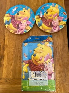 New 20 Winnie The Pooh Paper Plates plus new table cover Made in Greece - Picture 1 of 16