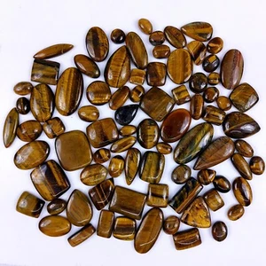 82Pcs 1628Cts Natural Yellow Tiger Eye Cabochon Loose Gemstone 37x22 13x8mm#6954 - Picture 1 of 8