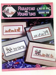 Parading the Young 'Uns Cross Stitch Big Graphics Moms and Baby Animals Dog Cat - Picture 1 of 7