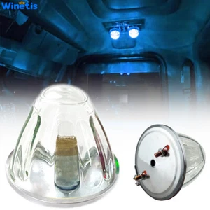 Clear Glass Lens Watermelon 1 Wire 1156 Marker Turn Signal Ice Blue LED Light - Picture 1 of 11