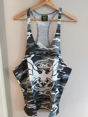 Canotta canotta uomo mimetica stringa canotta canotta singlet palestra bodybuilding muscoli NUOVA L - Immagine 1 di 4