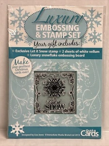 Tablero de estampado de nieve Christmas Let It + sello transparente + juego de tarjetas rápidas de vitela - Imagen 1 de 5