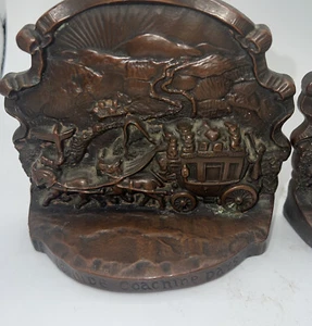 Vintage Philadelphia MFG, Co. Ye Olde Coaching Days Bronze Stagecoach Bookends - Picture 1 of 7