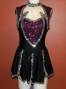 Adult Cheerleader/Dance Pep Supply Sequined Uniform Dress Black Purple Size Med - Picture 1 of 13