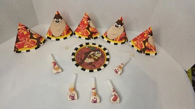 Vintage Taz Looney Tunes Party Supplies Plate And Blowers Hats 1990’s  - Image 1 of 4