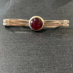 Tie  Bar Red  Stone Vintage 3 In - Picture 1 of 10