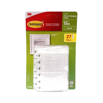 3M Command Damage-Free Hanging Strips, Large Picture Hanging Strips, 15lbs, 27ct - Image 1 of 2