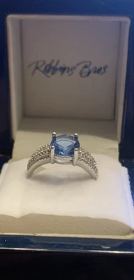 Anillo de compromiso Hollywood Estate años 70 azul tanzanita y diamantes talla 8 Foto 1 de 2