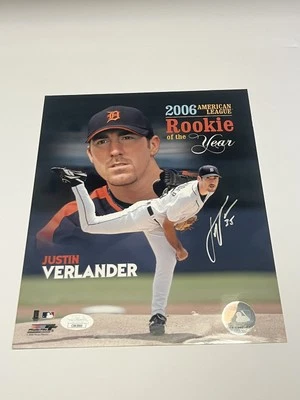 Justin Verlander Signed Rookie of the Year 8x10 Photo Photo File JSA Tigers READ - Image 1 of 4