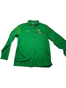 Oregon Mens Largge Green Yellow 1/4 Zip Up Nike Dri-Fit Long Sleeve Pullover - Picture 1 of 9