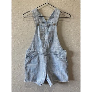 The Children's Place Girls Blue Denim Paisley Overall Shorts Size 10 - Picture 1 of 9