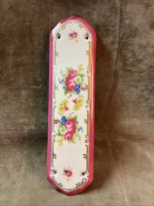 Vintage 1970’s porcelain floral and gold door push Plate Roses And More - Picture 1 of 8