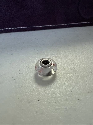 Murano Pink Hibiscus Charms  925 Sterling Silver Cores For Charm Bracelet - Image 1 of 4