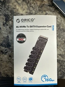 ORICO 6 Ports M.2 Expansion Card PCIe Gen 3 M Key to SATA 3.0 Adpter Card 16Gbps - Afbeelding 1 van 3