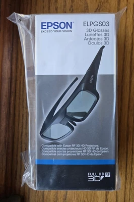 Epson Full HD 3D Black Glasses Active RF ELPGS03 NIB - Image 1 of 4