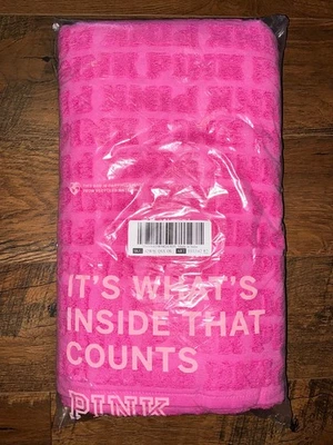 Victoria's Secret Pink Logo 71" x 39.4" Beach Cotton Terry Towel Pink Gossip NWT - Image 1 of 4