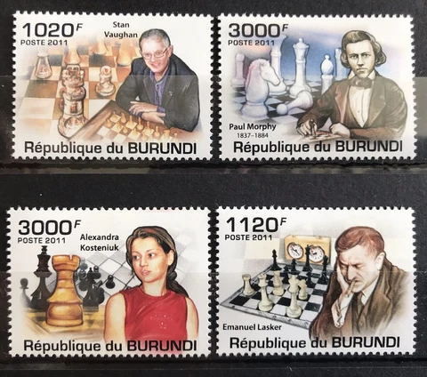 Burundi - Chess - Lasker / Murphy Paul  on stamps - MNH**  alb.1 Cover