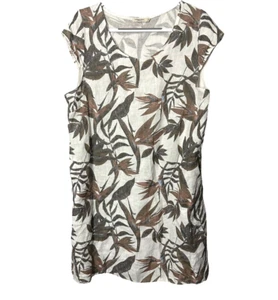 Lungo L’Arno Damengröße 1X Leinen Etuikleid tropischer Druck Freizeit italienisch - Bild 1 von 6