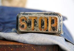 Vintage STOP Tail Light Lens Motorcycle Rat Rod Car Auto Accessory Harley Indian - Picture 1 of 6