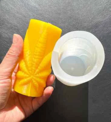 Style 2 Silicone Mold with marijuana leaf - pillar candle mold - pot leaf mold - Image 1 of 4