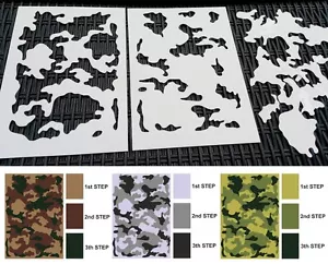 Set of 2pcs Camouflage Airbrush Stencils Army Tank Gun Decoration Mylar Reusable - Picture 1 of 4