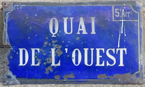 Old French enamel street road sign plaque plate Quai Quay Key West Florida Lille Cover