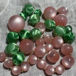 Vintage Grün & Rosa Basteln Kunststoff Lose Perlen BEA12-56 - Bild 1 von 6