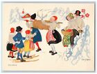 Aina Stenberg Signed Postcard Dalarna Children Winter Sweden c1910's Antique