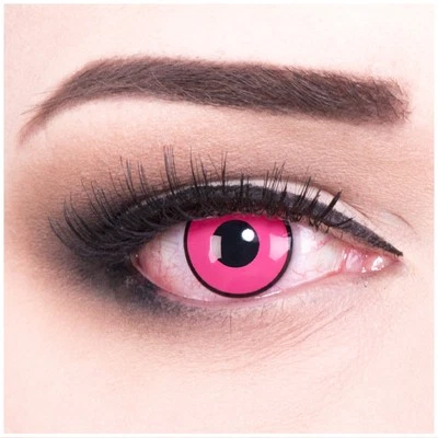 Farbige crazy Kontaktlinsen pink Rose Shock Halloween Fasching Kostüm Damen