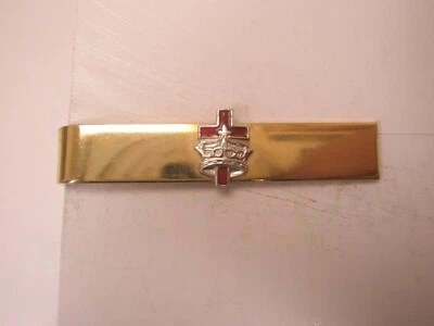 Christian Cross & Crown Red Enamel Vintage SMALL Tie Bar Clip worship jesus god - Image 1 of 4