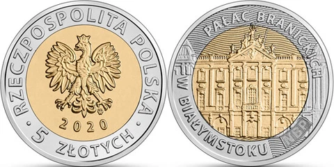 Poland 5 zlotych- 2020 - Branicki Palace in Białystok -bimetal Cover