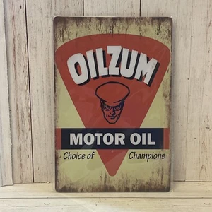Oilzum Motorcycle Motor Oil Tin Metal Sign Logo Gasoline Choice Of Champions - Picture 1 of 1