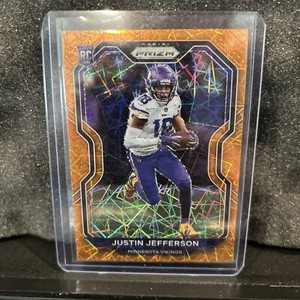 2020 Panini Prizm Justin Jefferson Orange Laser Lazer Prizm Rookie RC #398