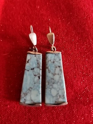 Robert Lee Morris Silver Tone Dangle Earrings with Faux Turquoise Signed RLM - Image 1 of 4