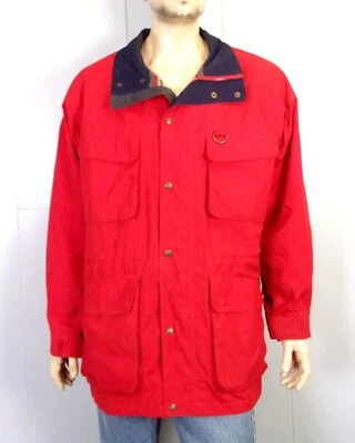 vintage 80s 90s Eddie Bauer Men's Solid Red Wool Blanket Lined Barn Jacket sz L - Image 1 of 4