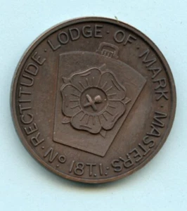 RECTITUDE LODGE OF MARK MASTERS NUMBER 18 t.i. MASONIC PENNY TOKEN - Picture 1 of 2
